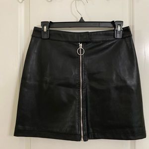 Black mini leather skirt